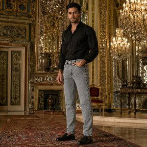 شلوار مردانه جین رانگلر طوسی روشن 1456